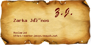 Zarka János névjegykártya
